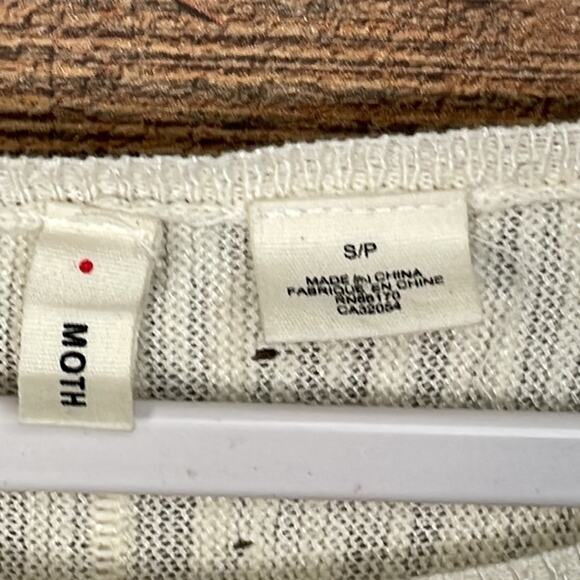 Anthropologie Moth Cropped Sleeve Ivory Loose Knit Sheer Sweater Size Small - Picture 4 of 10